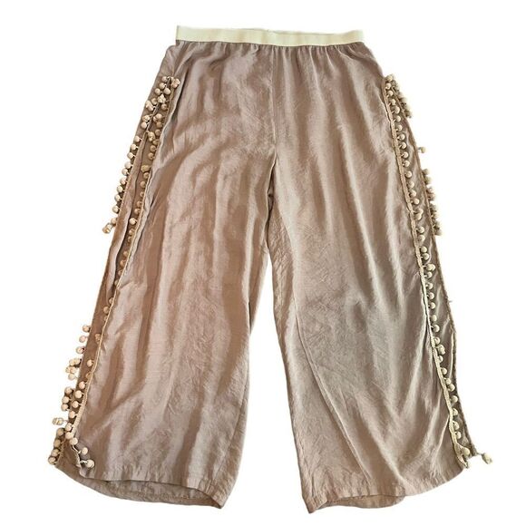 SHEIN Tassel Trim Slit Hem Wide Leg Pants Size 1XL​​ Gypsie Bohemian - Picture 1 of 11